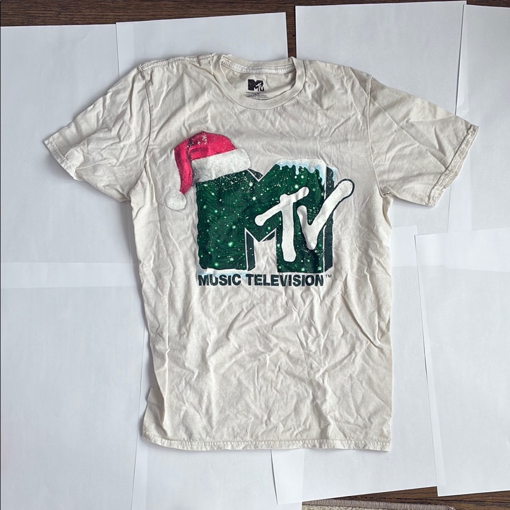 Seasonal special MTV Cream T-Shirt with Green Logo
